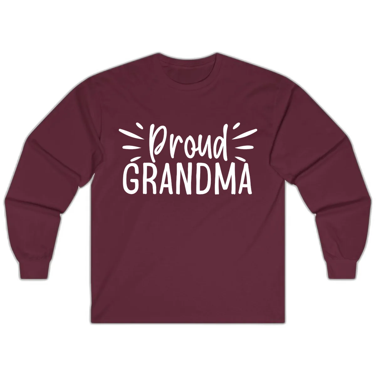 Proud Grandma Typography Design Long Sleeve in Maroon