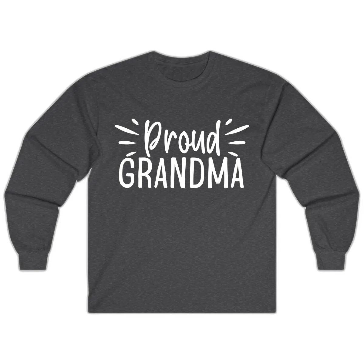 Proud Grandma Typography Design Long Sleeve in Dark Heather