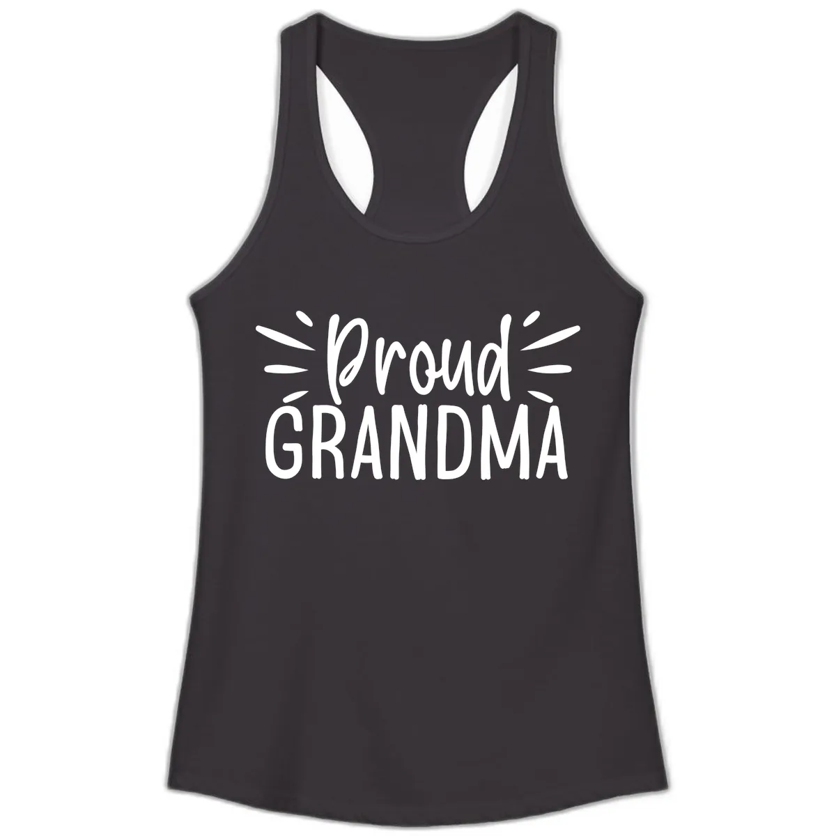 Proud Grandma Typography Design Ladies Tank in Black