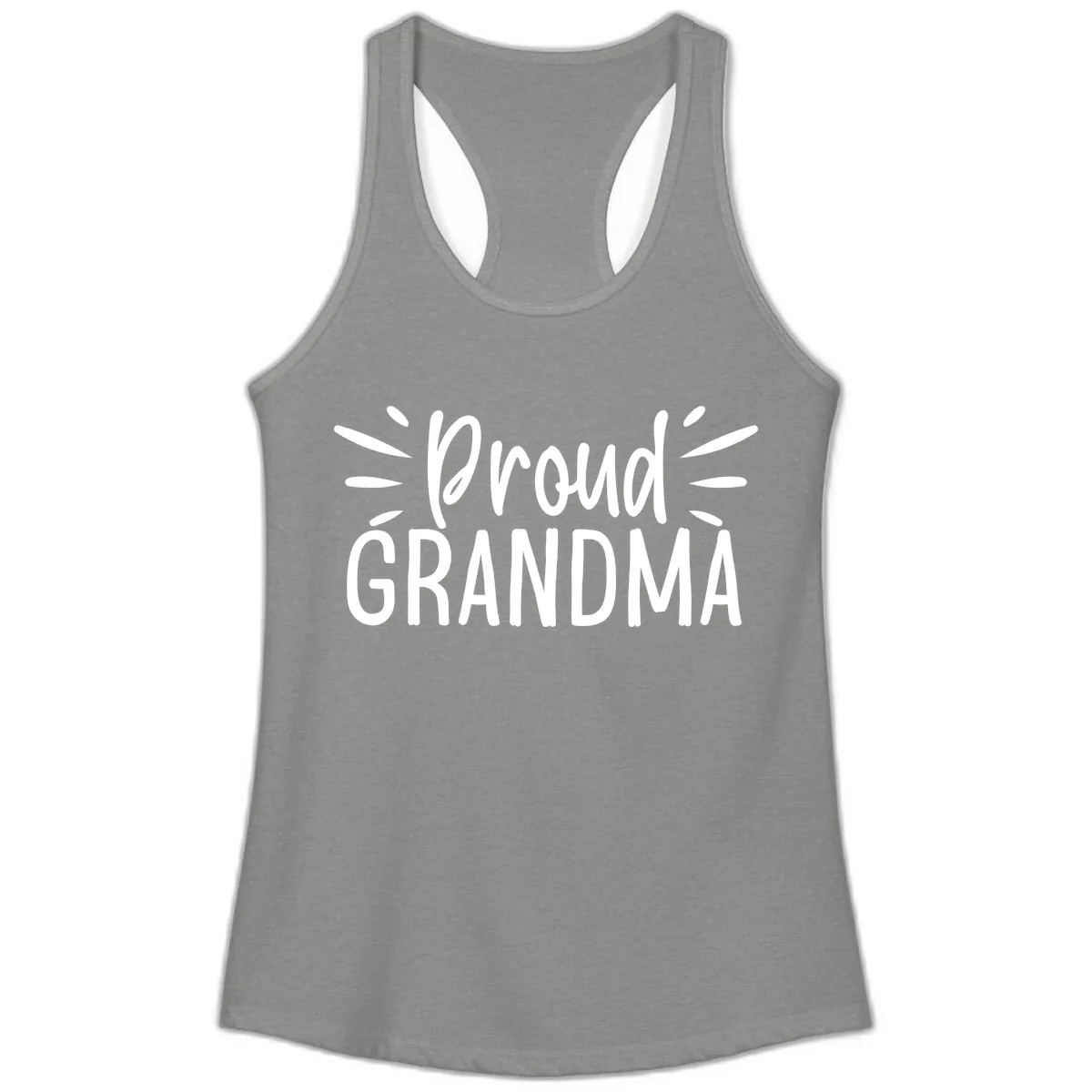 Proud Grandma Typography Design Ladies Tank in Heather Grey