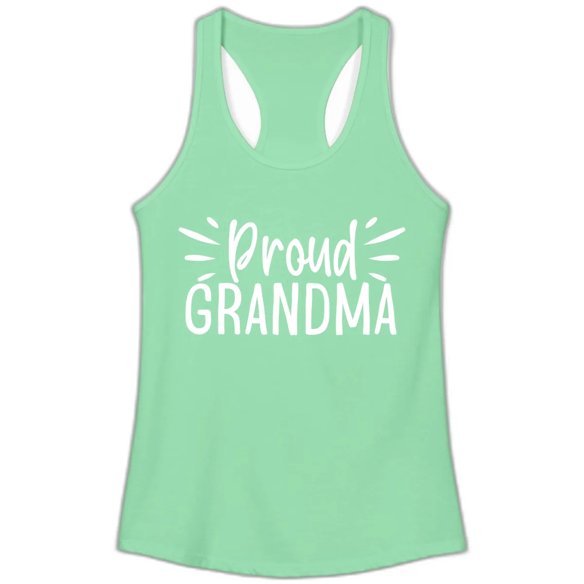Proud Grandma Typography Design Ladies Tank in Solid Mint
