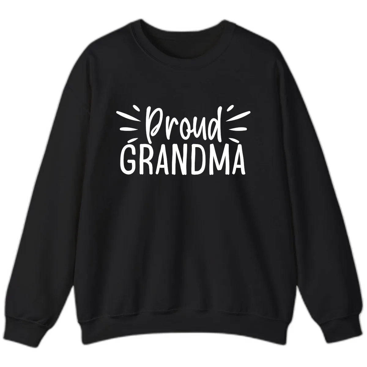 Proud Grandma Typography Design Sweatshirt in Black