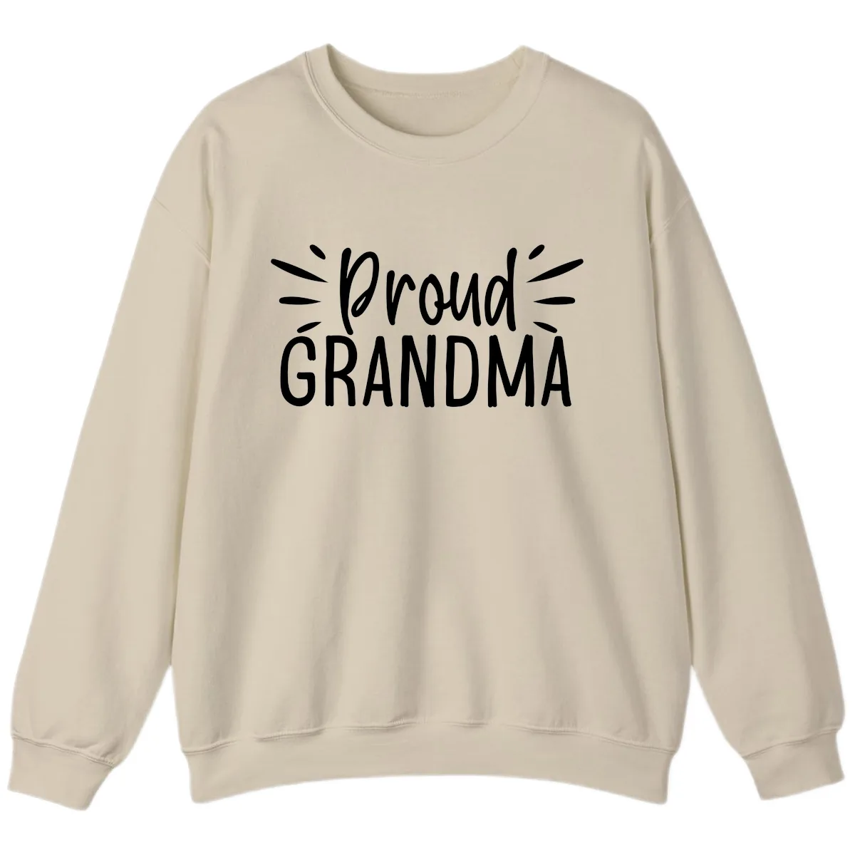 Proud Grandma Typography Design Sweatshirt in Sand