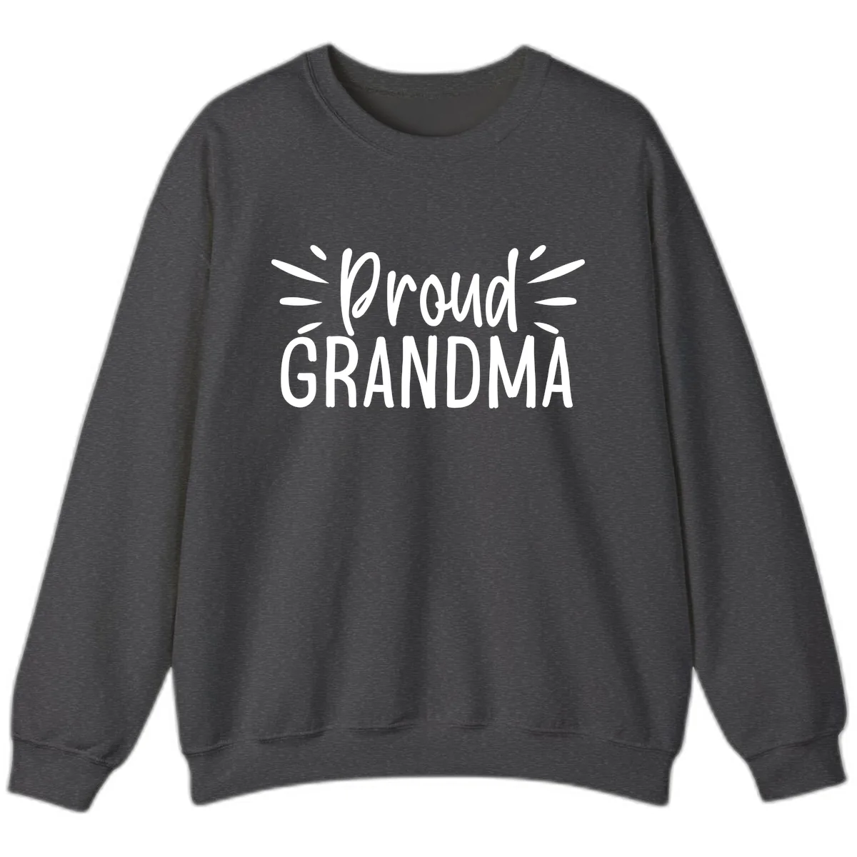 Proud Grandma Typography Design Sweatshirt in Dark Heather