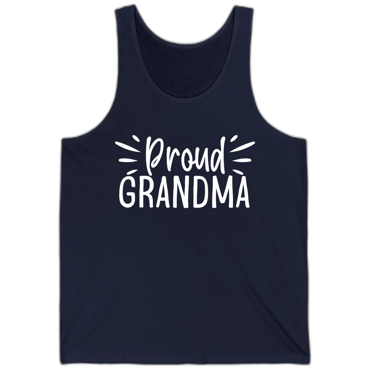 Proud Grandma Typography Design Tank in Navy