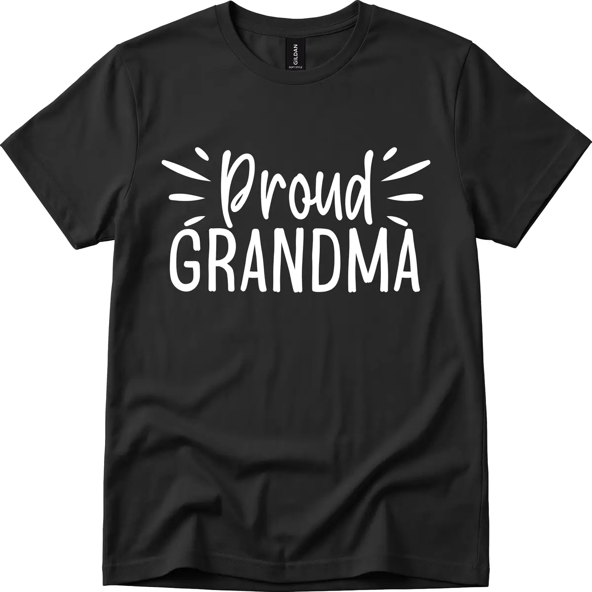 Proud Grandma Typography Design T-Shirt in Black