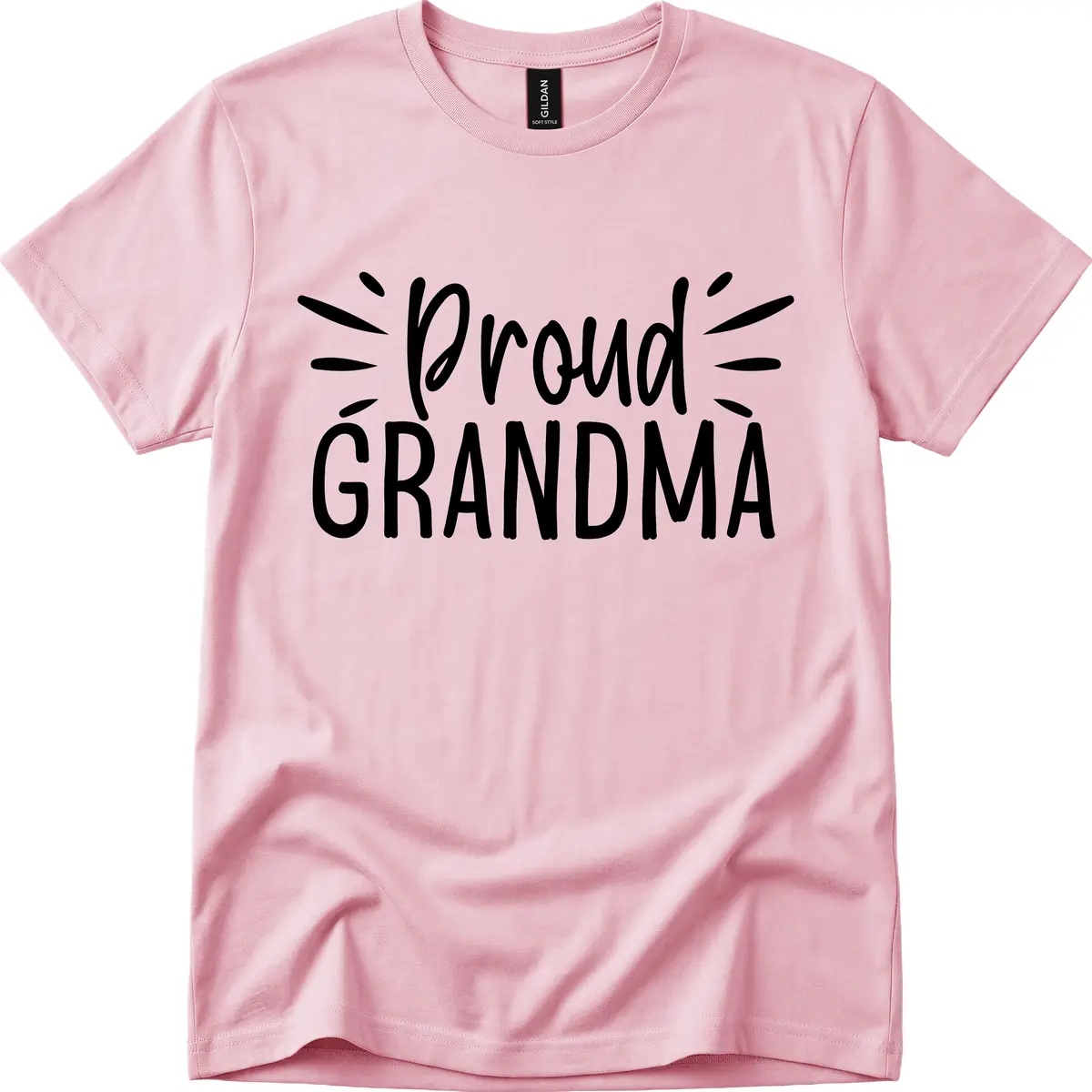 Proud Grandma Typography Design T-Shirt in Light Pink