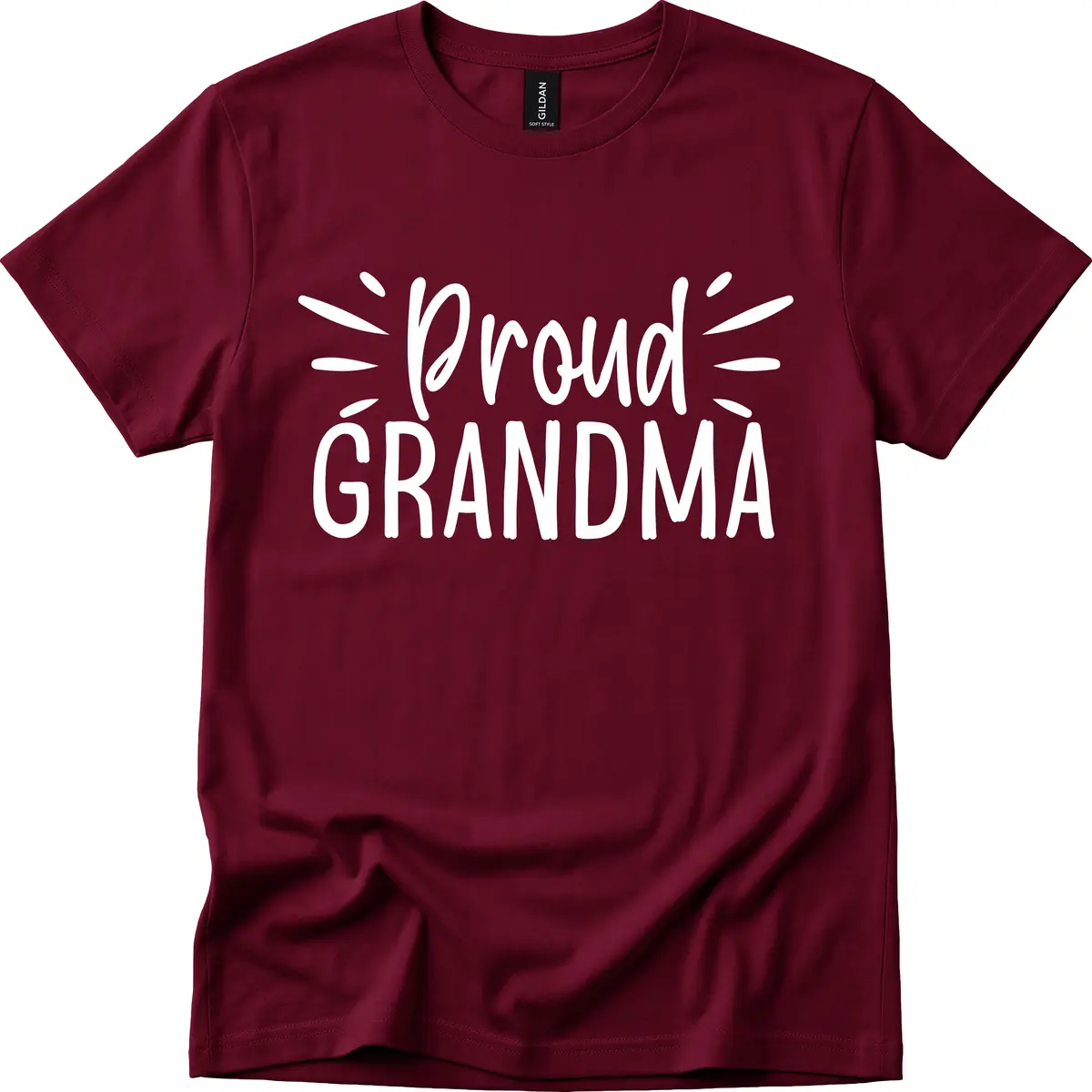 Proud Grandma Typography Design T-Shirt in Maroon