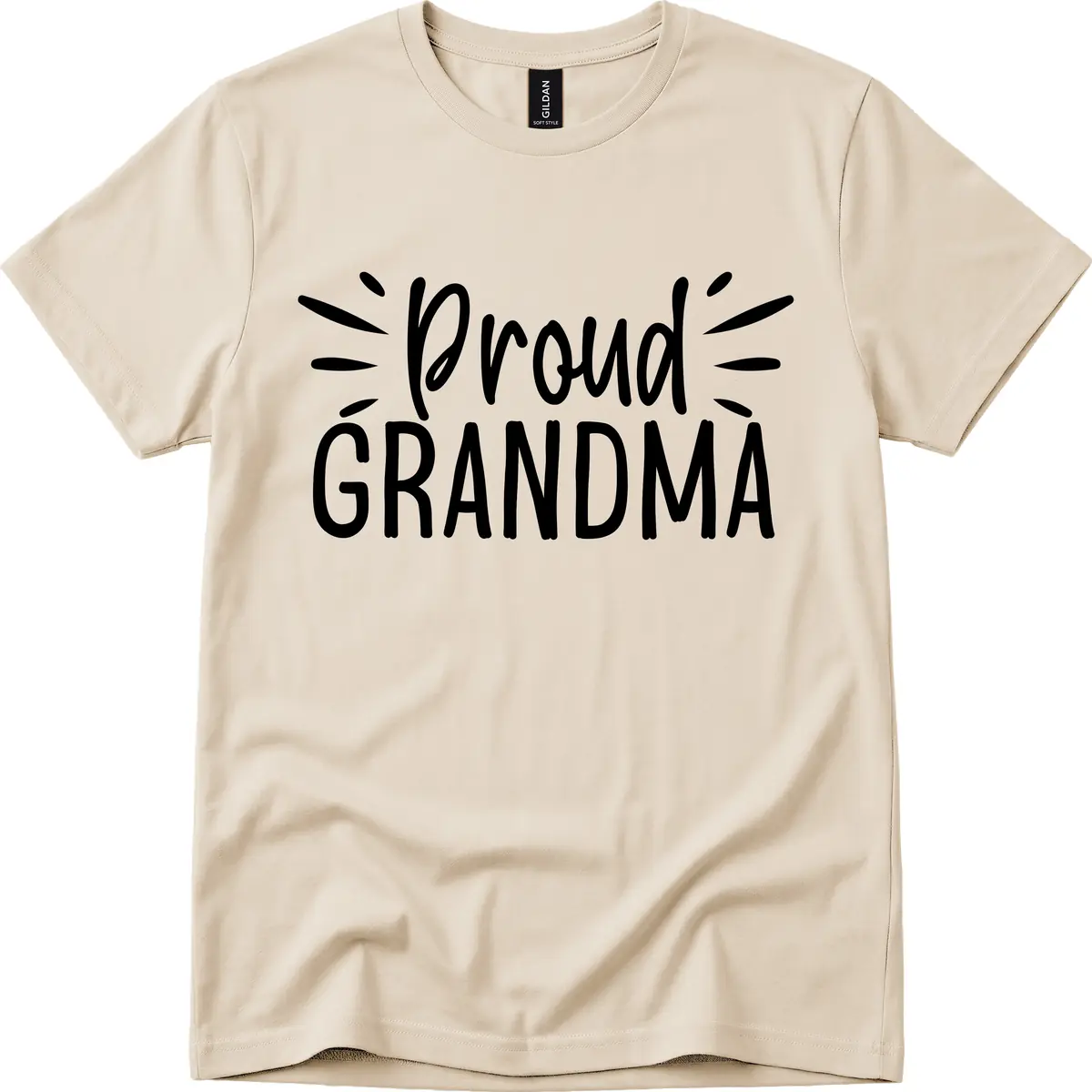 Proud Grandma Typography Design T-Shirt in Sand