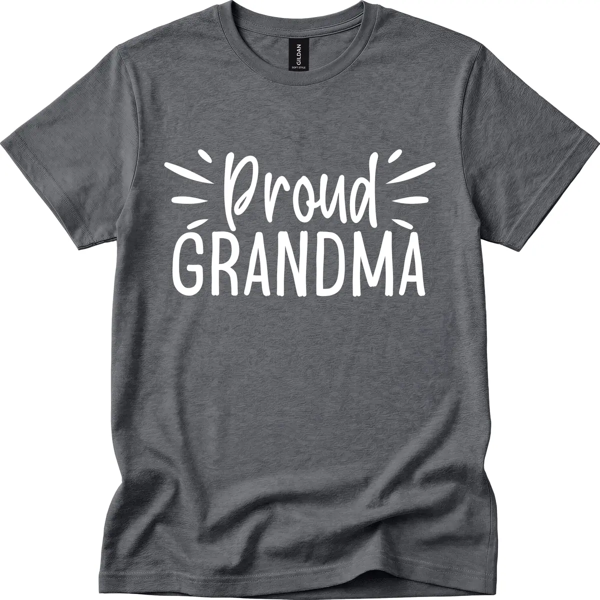 Proud Grandma Typography Design T-Shirt in Dark Heather