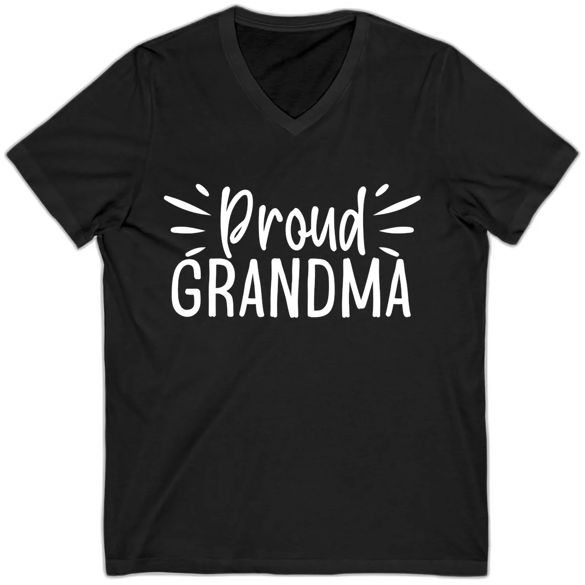 Proud Grandma Typography Design V-Neck in Black