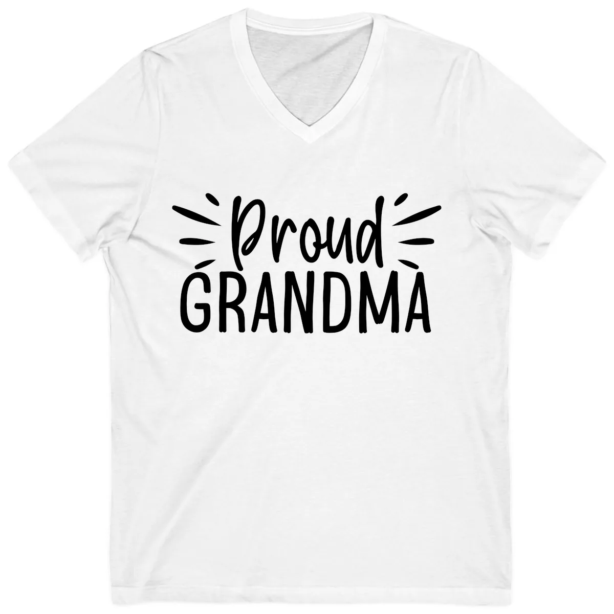 Proud Grandma Typography Design V-Neck in White