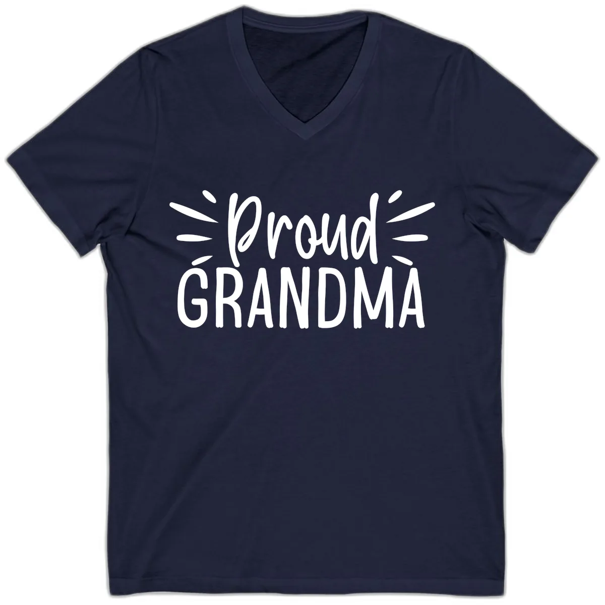 Proud Grandma Typography Design V-Neck in Navy