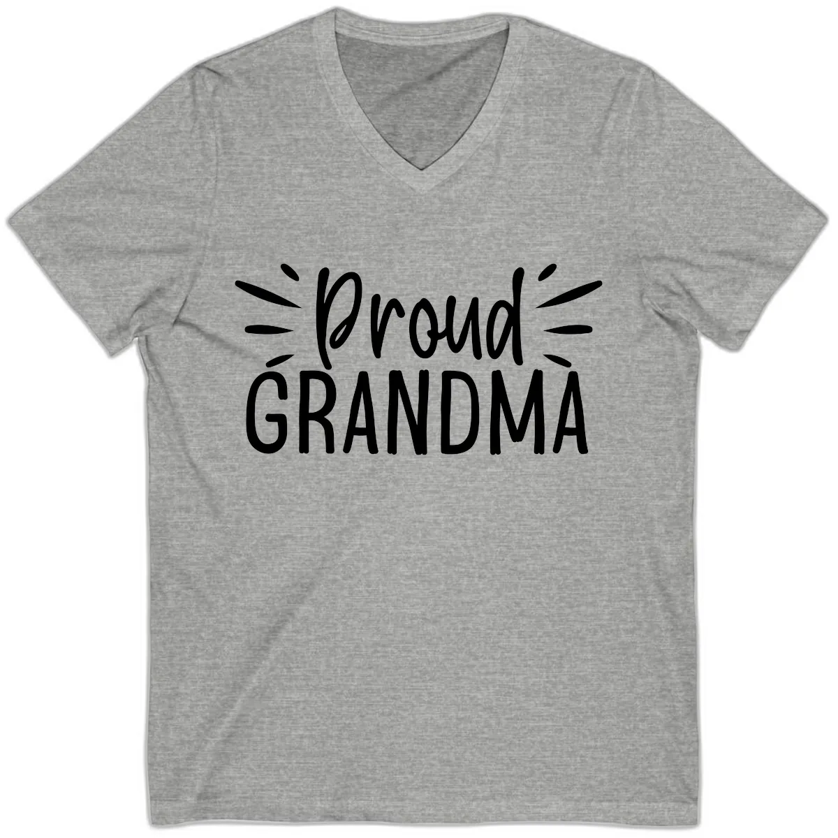 Proud Grandma Typography Design V-Neck in Athletic Heather
