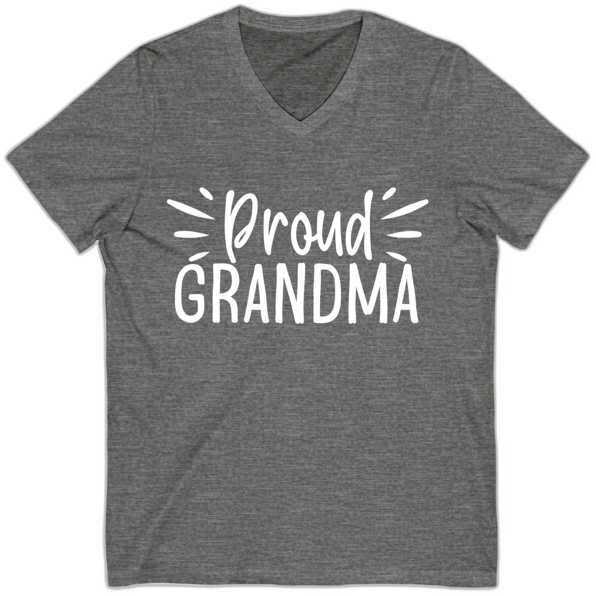 Proud Grandma Typography Design V-Neck in Deep Heather