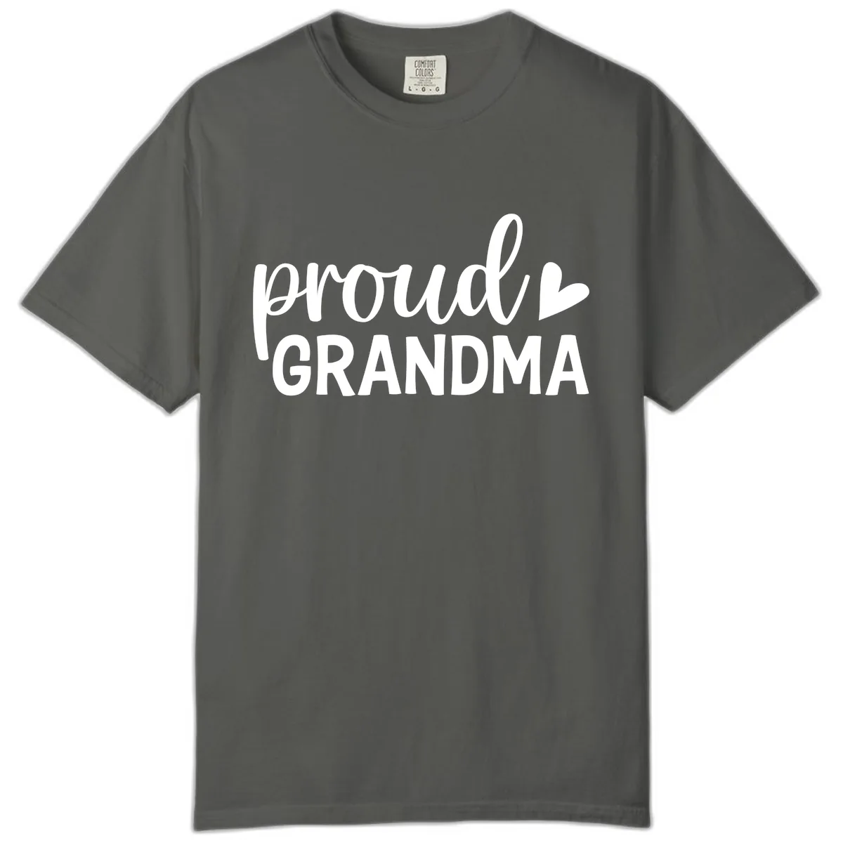 Proud Grandma Script Heart Design Comfort Color in Pepper