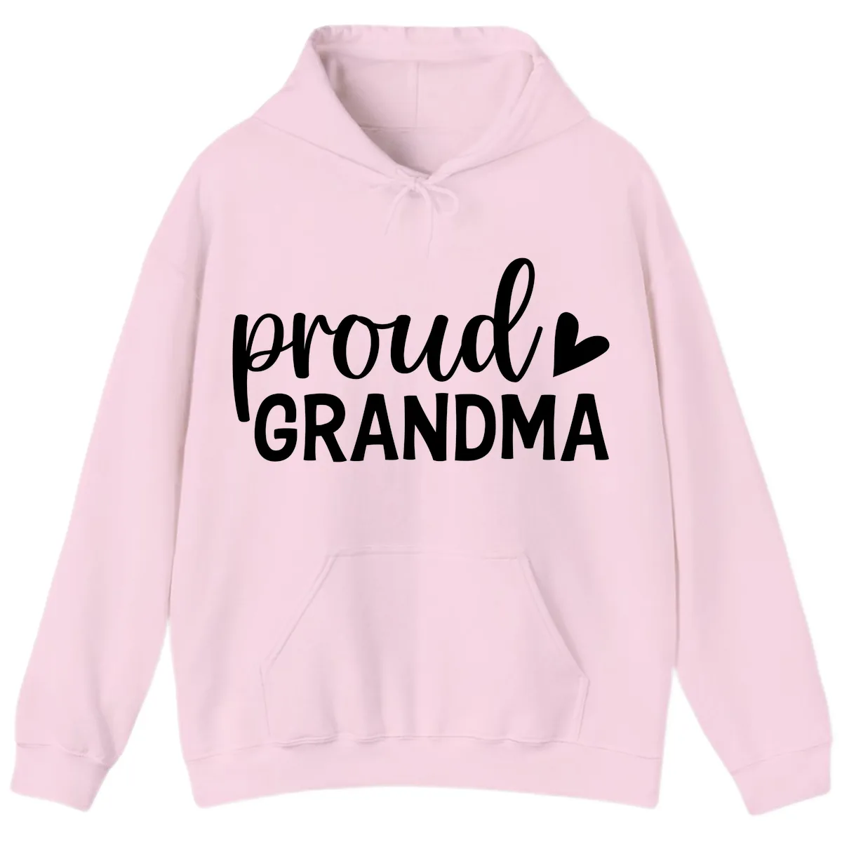 Proud Grandma Script Heart Design Hoodie in Light Pink