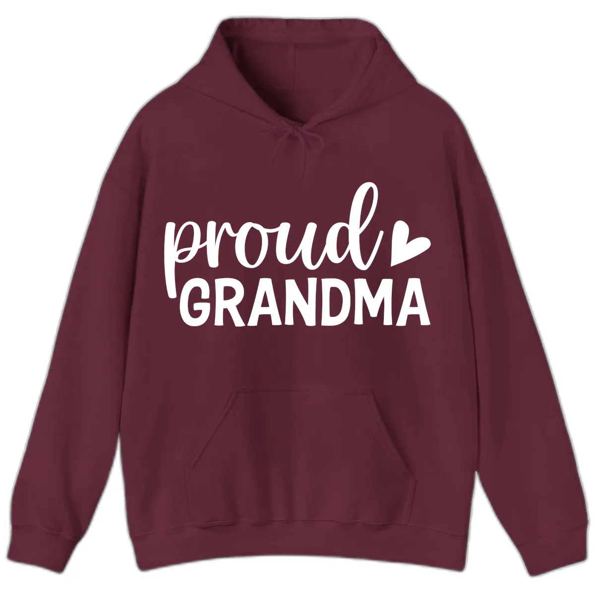Proud Grandma Script Heart Design Hoodie in Maroon