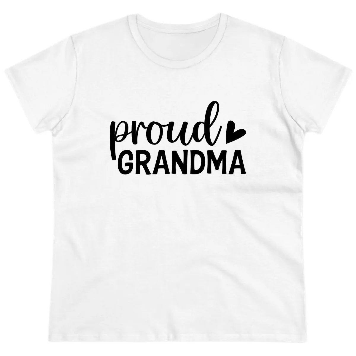 Proud Grandma Script Heart Design Ladies Tee in White