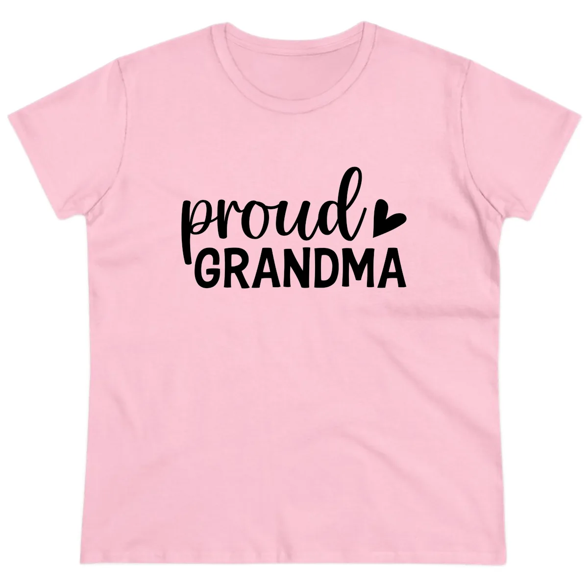Proud Grandma Script Heart Design Ladies Tee in Light Pink