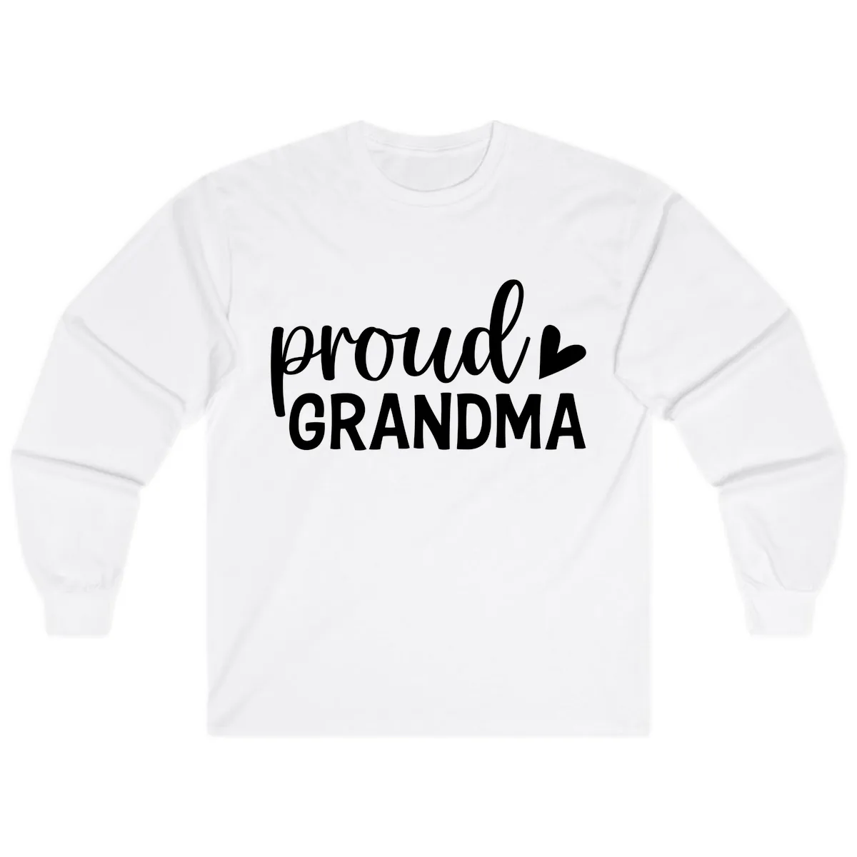 Proud Grandma Script Heart Design Long Sleeve in White