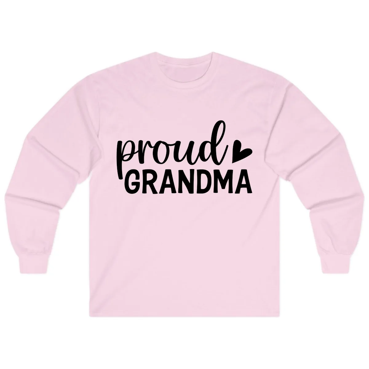 Proud Grandma Script Heart Design Long Sleeve in Light Pink