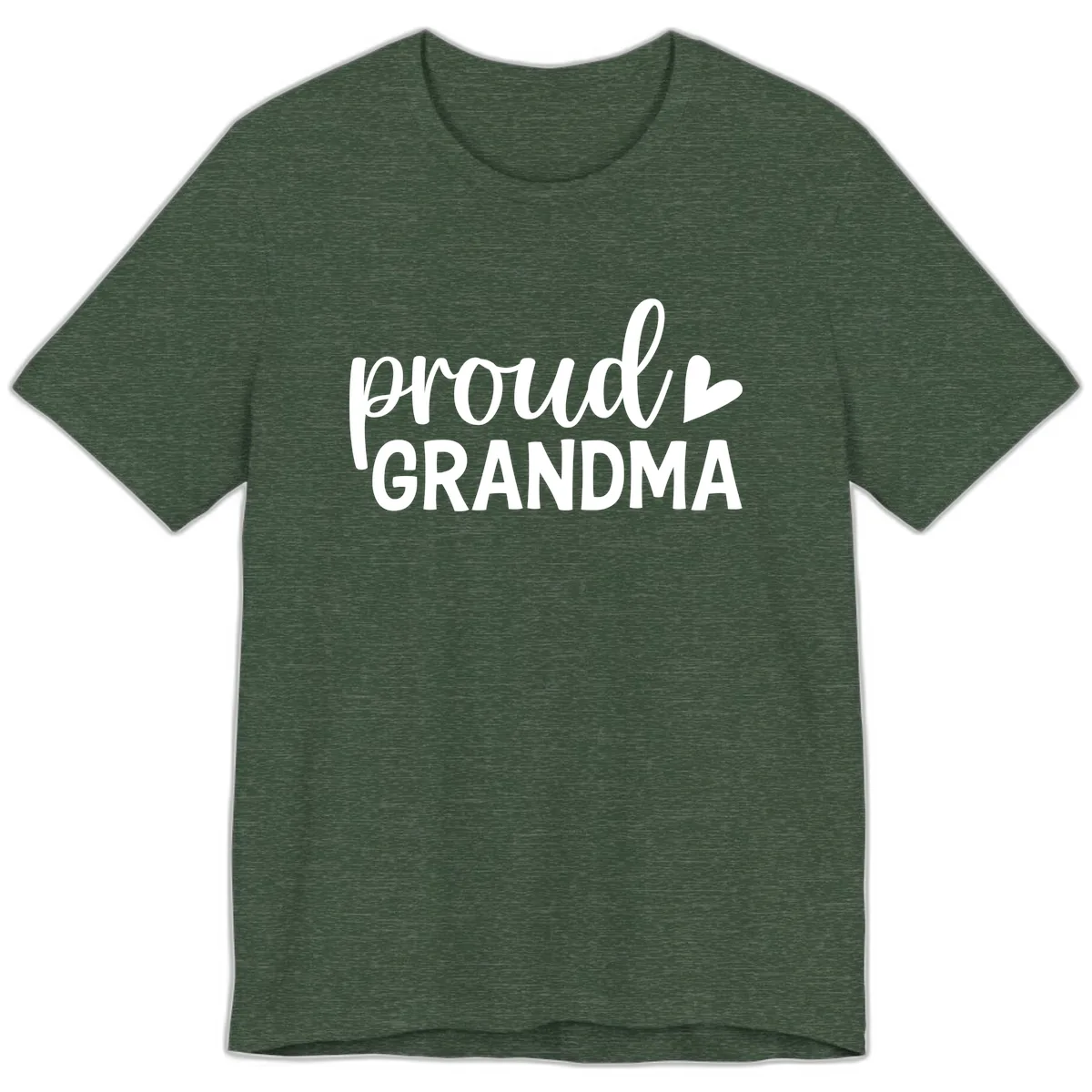 Proud Grandma Script Heart Design Premium T-Shirt in Heather Forest