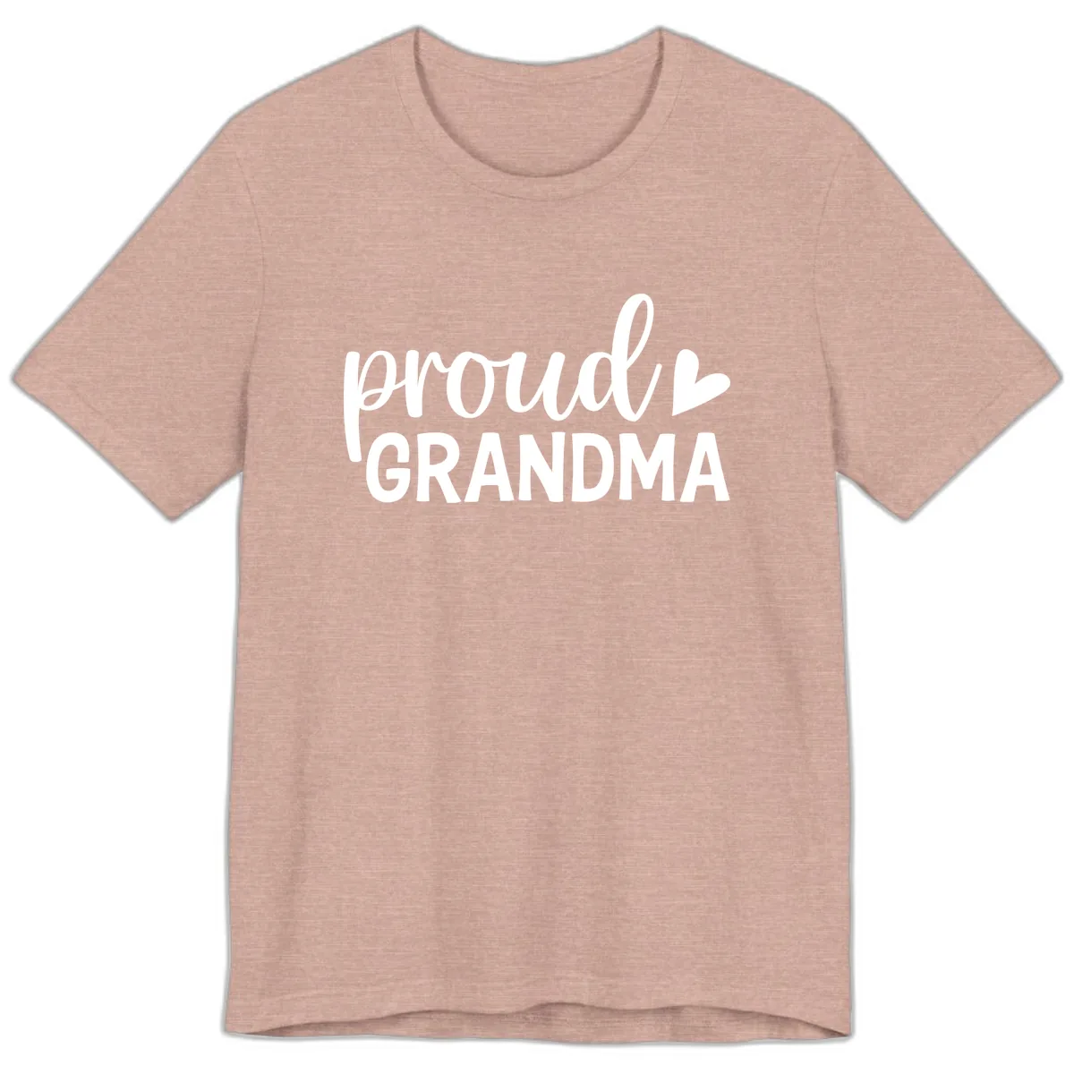 Proud Grandma Script Heart Design Premium T-Shirt in Heather Prism Peach
