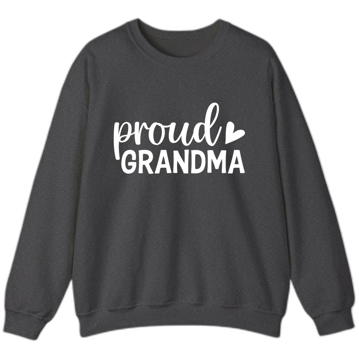 Proud Grandma Script Heart Design Sweatshirt in Dark Heather