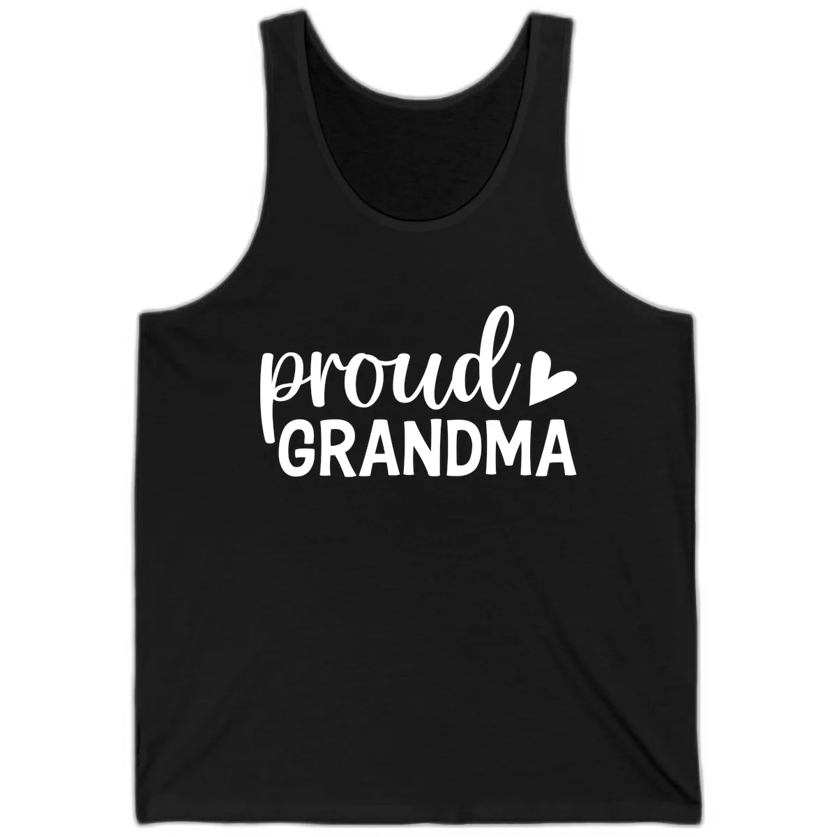 Proud Grandma Script Heart Design Tank in Black