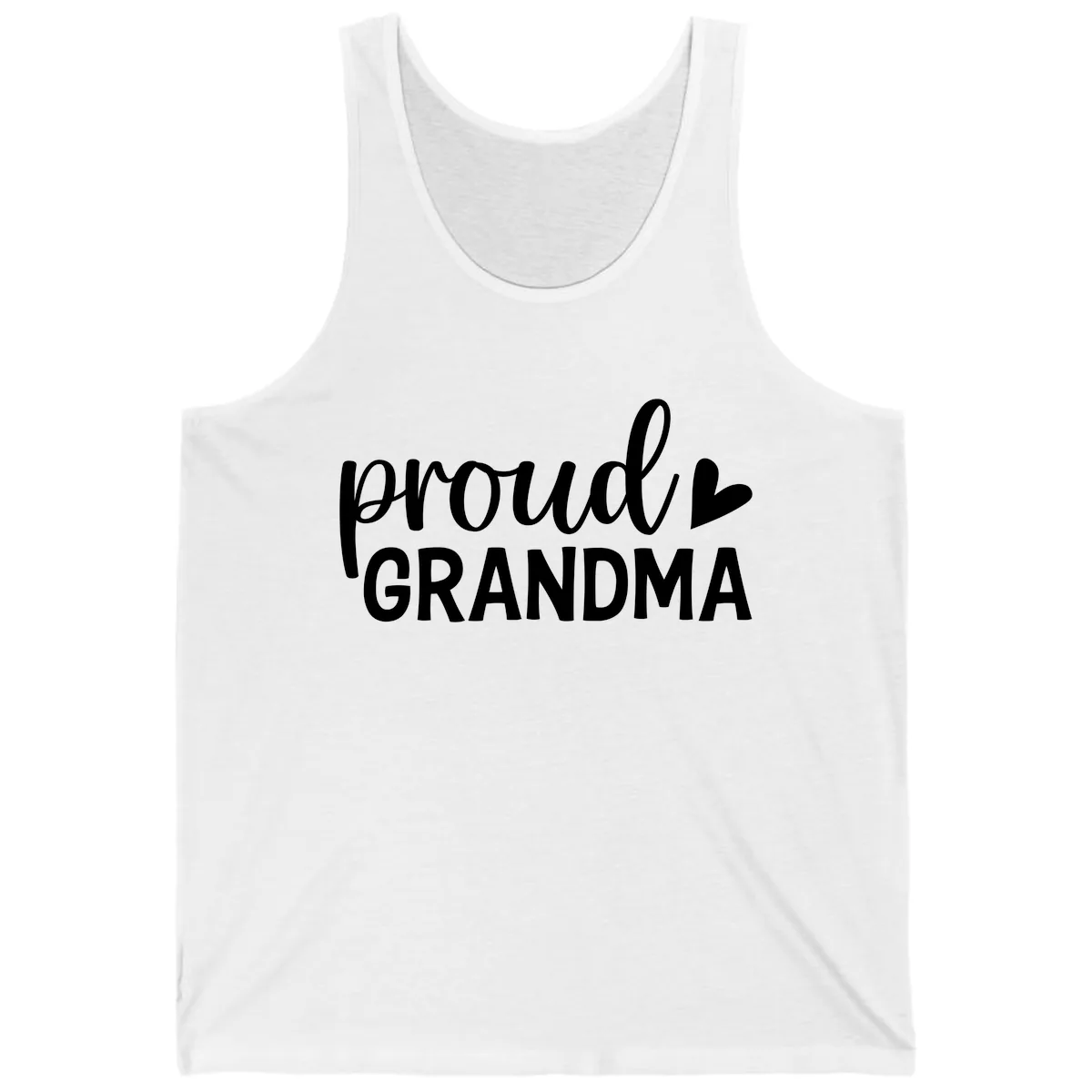 Proud Grandma Script Heart Design Tank in White