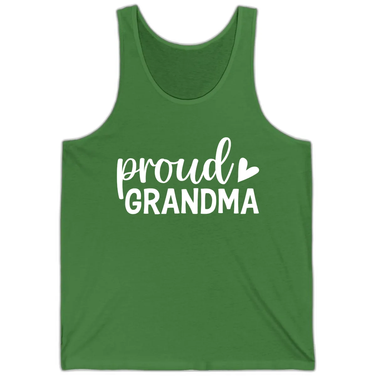 Proud Grandma Script Heart Design Tank in Leaf