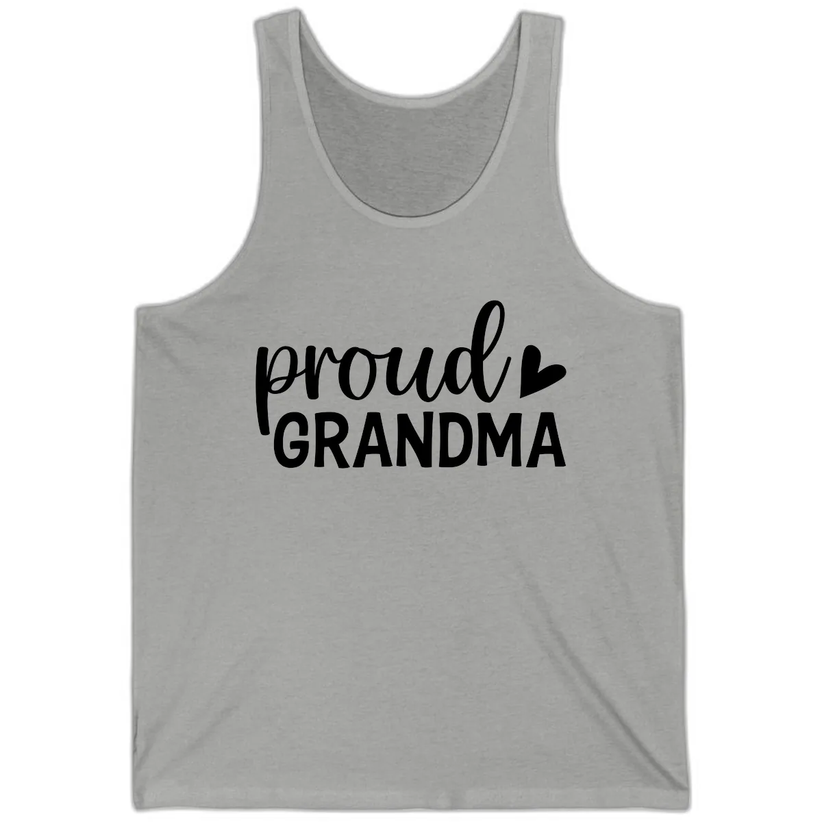Proud Grandma Script Heart Design Tank in Athletic Heather