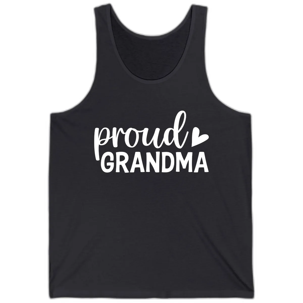 Proud Grandma Script Heart Design Tank in Dark Grey