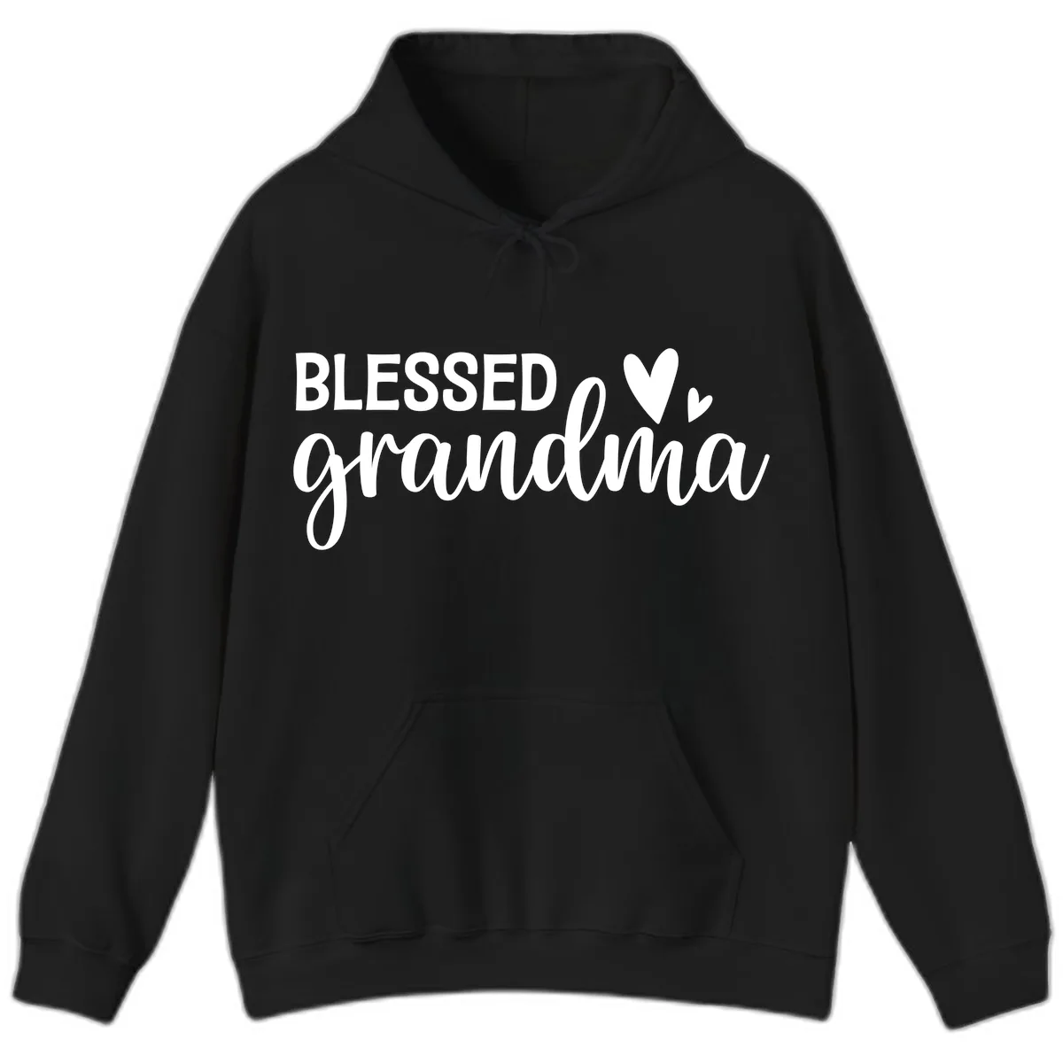Blessed Grandma Script Typography Hoodie in Black
