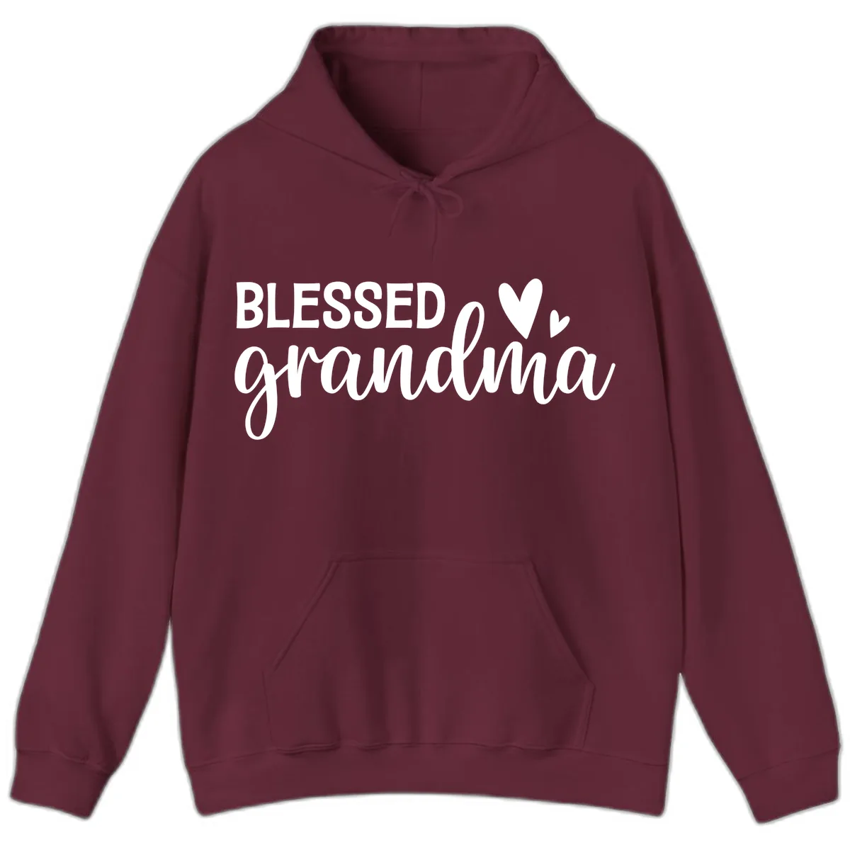 Blessed Grandma Script Typography Hoodie in Maroon