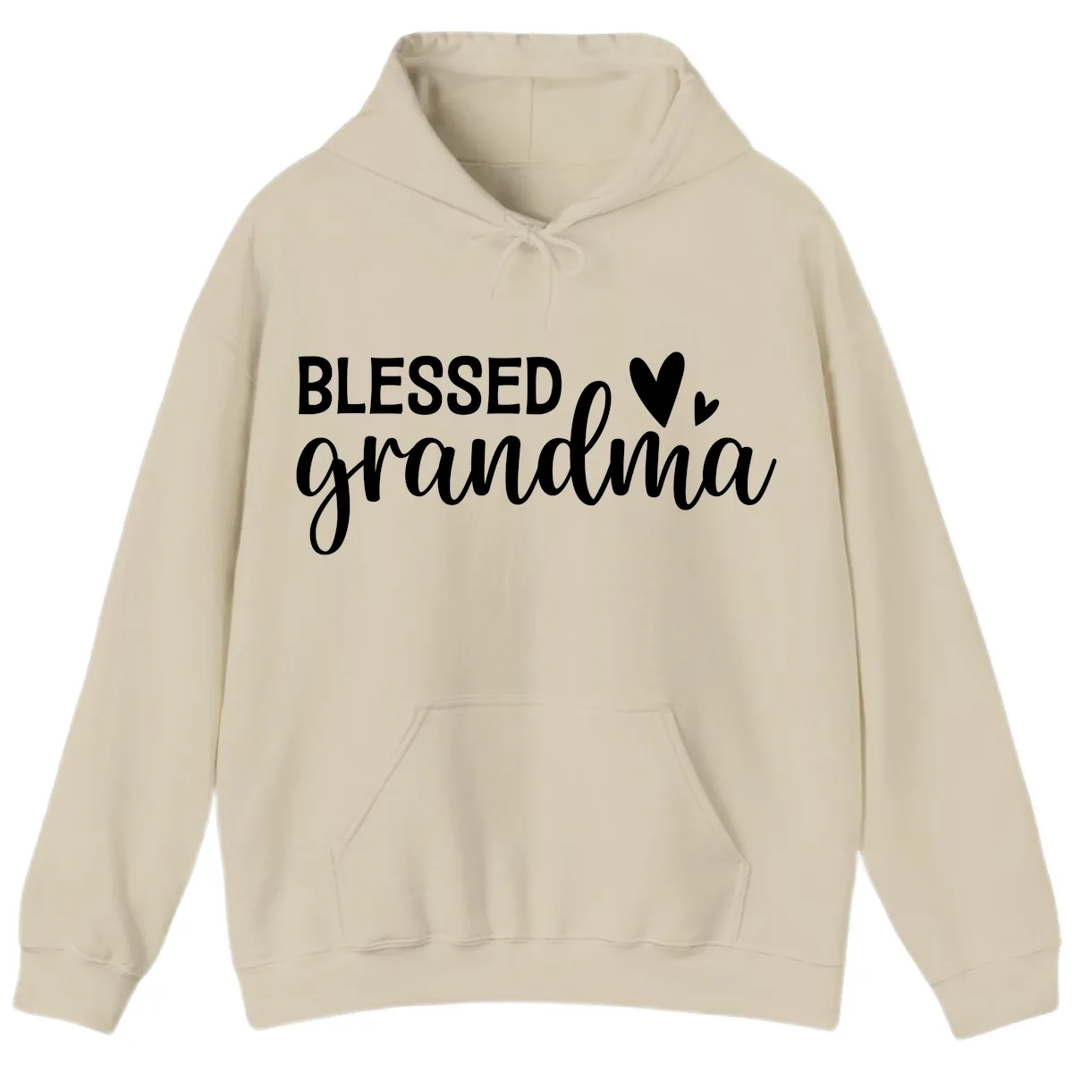 Blessed Grandma Script Typography Hoodie in Sand