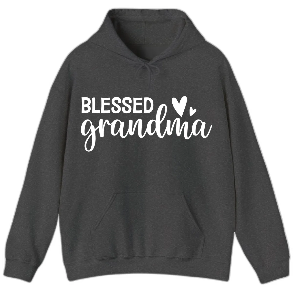 Blessed Grandma Script Typography Hoodie in Dark Heather
