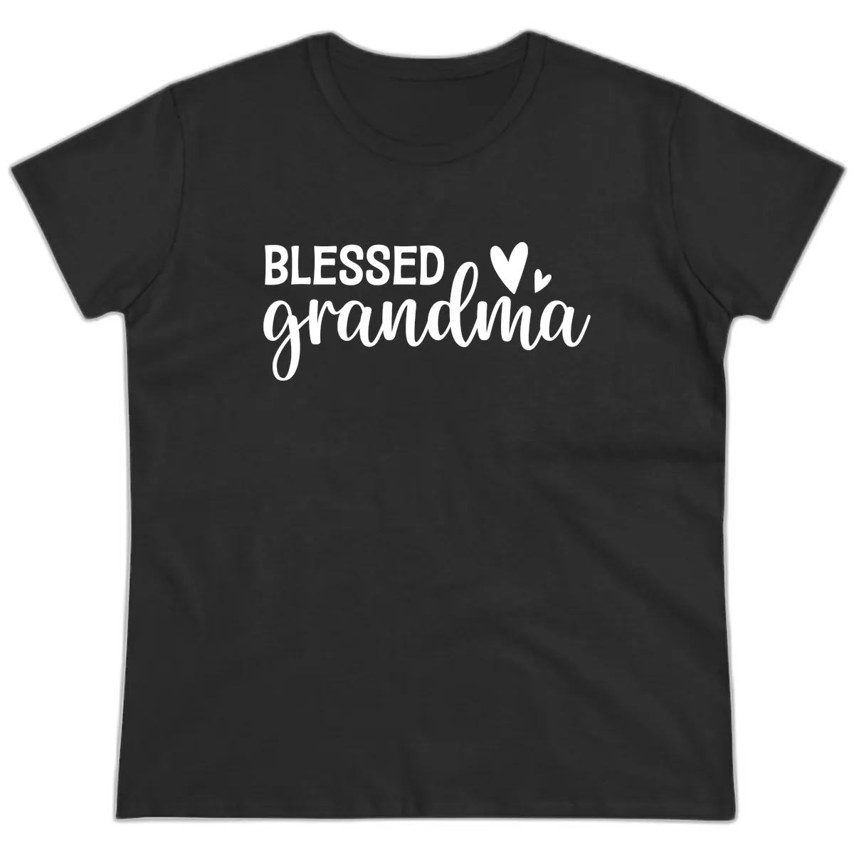 Blessed Grandma Script Typography Ladies Tee in Black