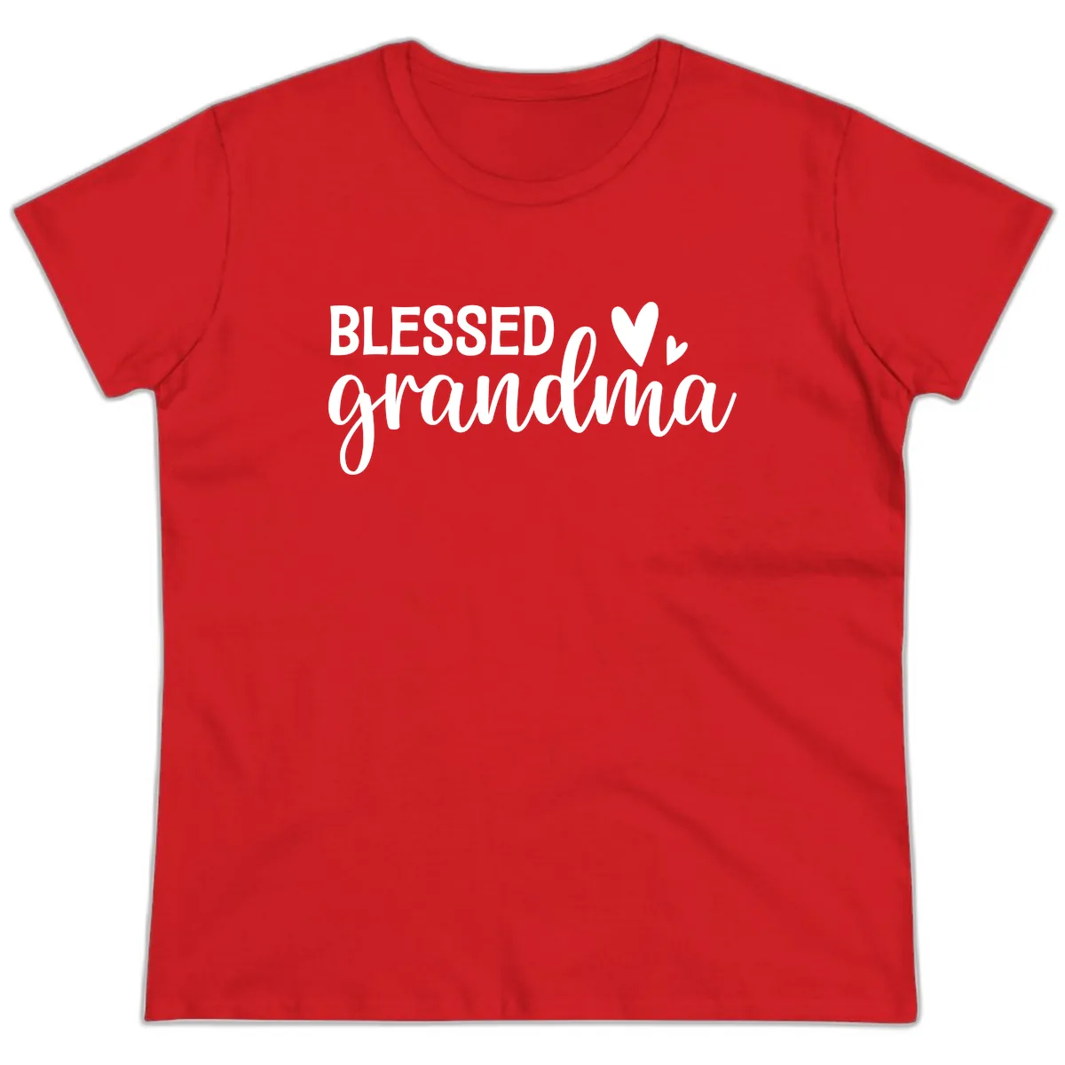 Blessed Grandma Script Typography Ladies Tee in Red