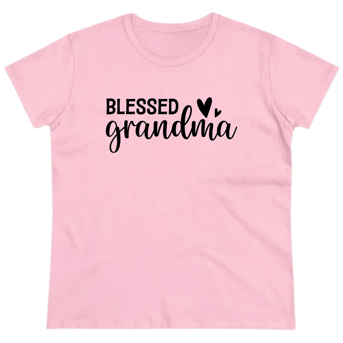 Blessed Grandma Script Typography Ladies Tee in Light Pink