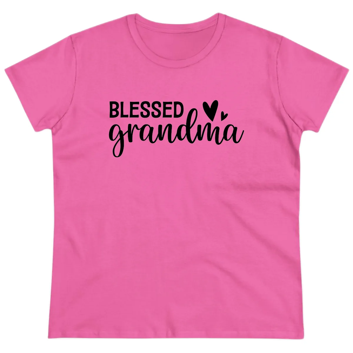 Blessed Grandma Script Typography Ladies Tee in Azalea