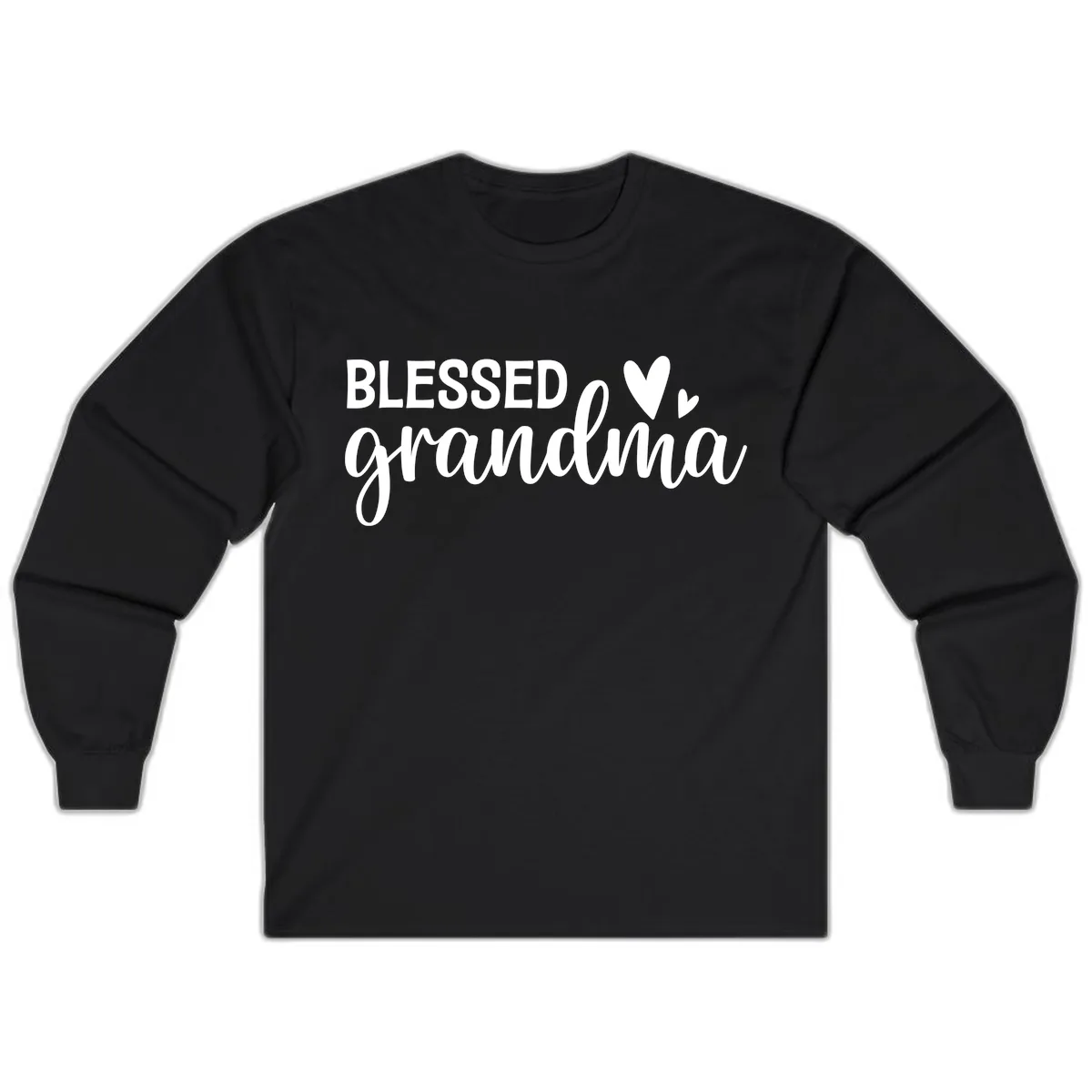 Blessed Grandma Script Typography Long Sleeve in Black