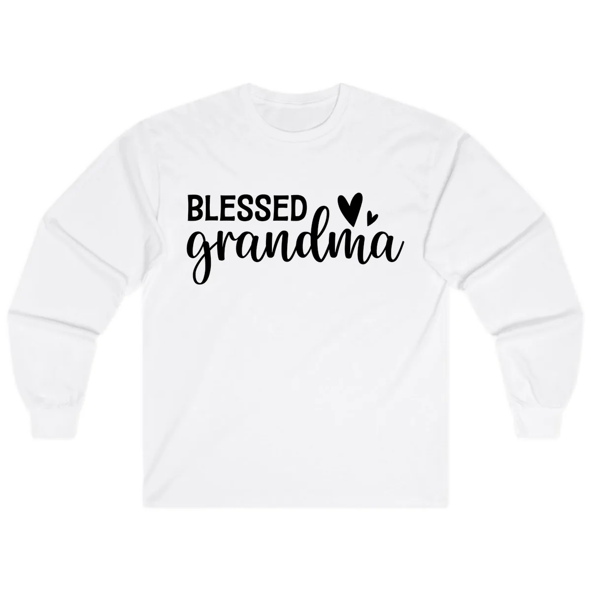 Blessed Grandma Script Typography Long Sleeve in White