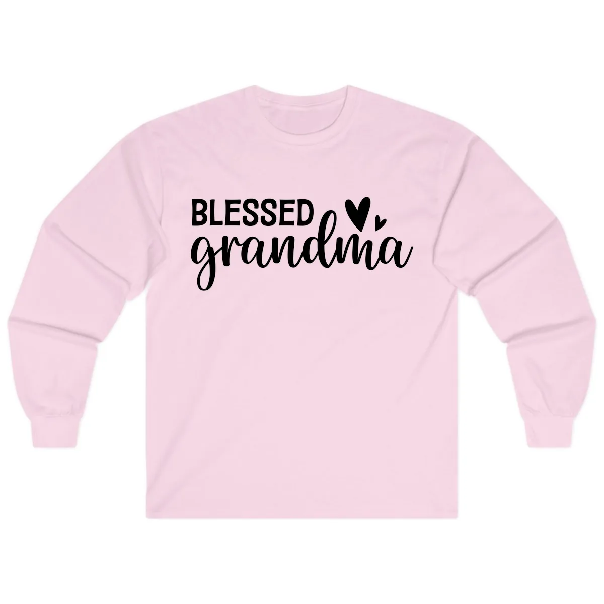 Blessed Grandma Script Typography Long Sleeve in Light Pink