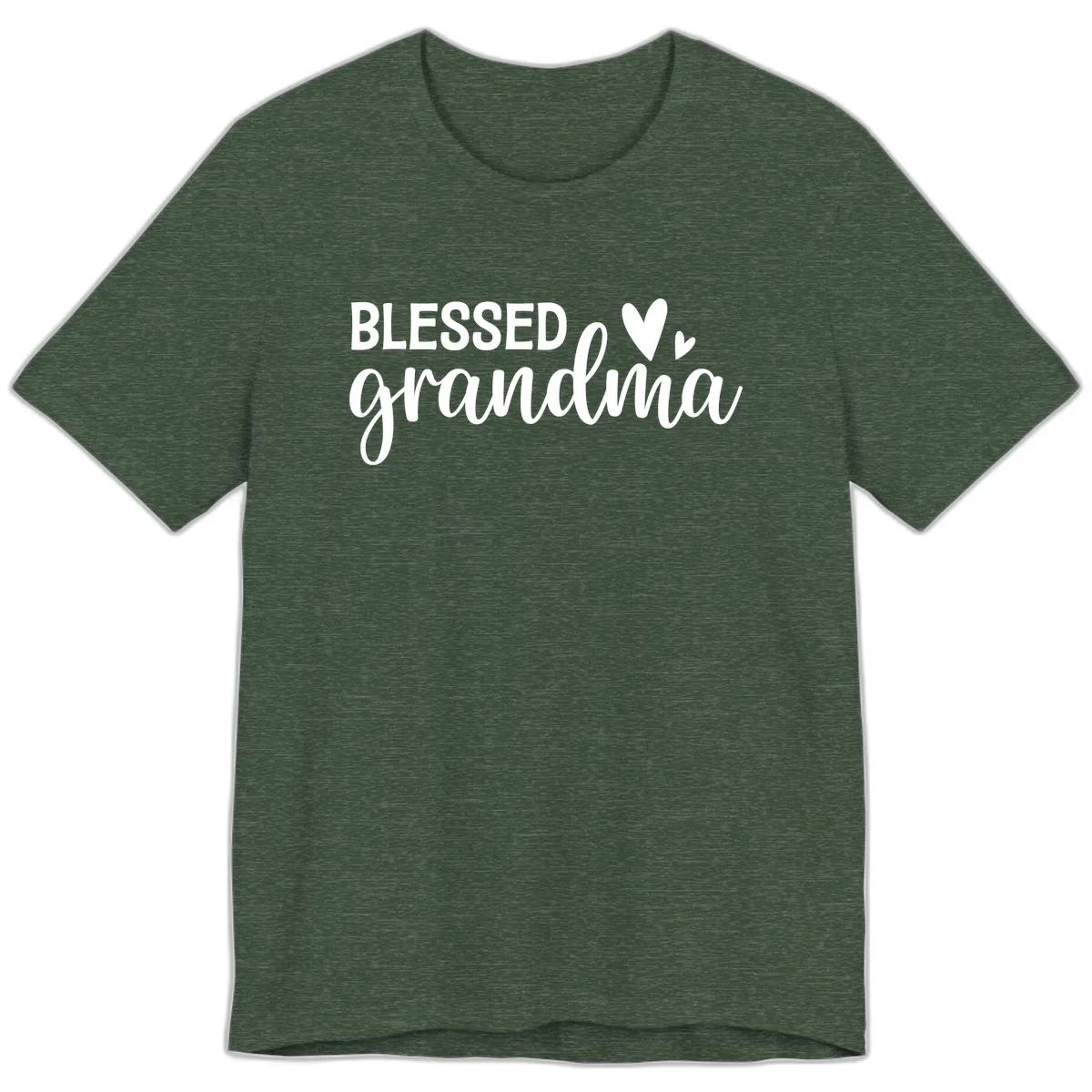Blessed Grandma Script Typography Premium T-Shirt in Heather Forest