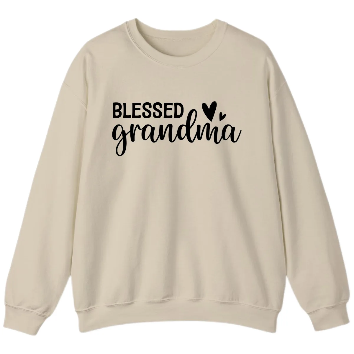 Blessed Grandma Script Typography Sweatshirt in Sand