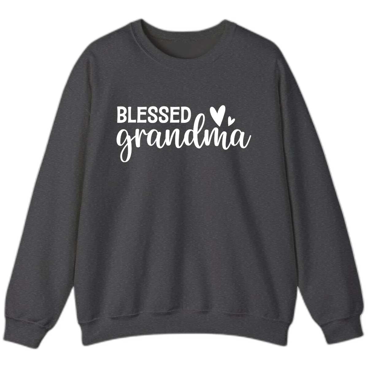Blessed Grandma Script Typography Sweatshirt in Dark Heather