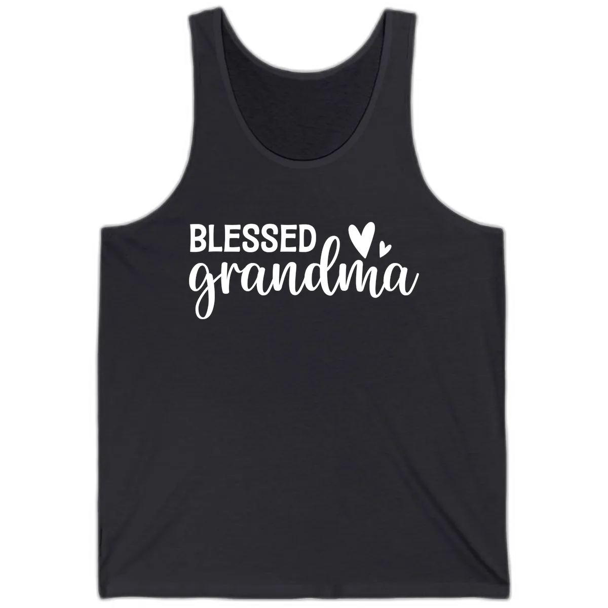 Blessed Grandma Script Typography Tank in Dark Grey