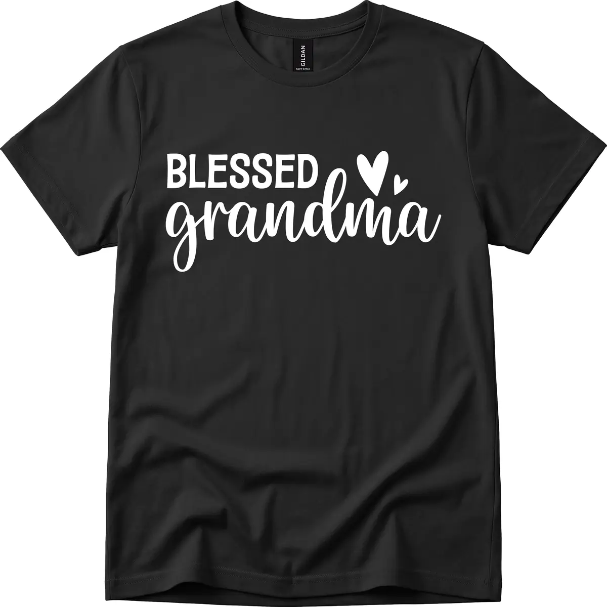 Blessed Grandma Script Typography T-Shirt in Black